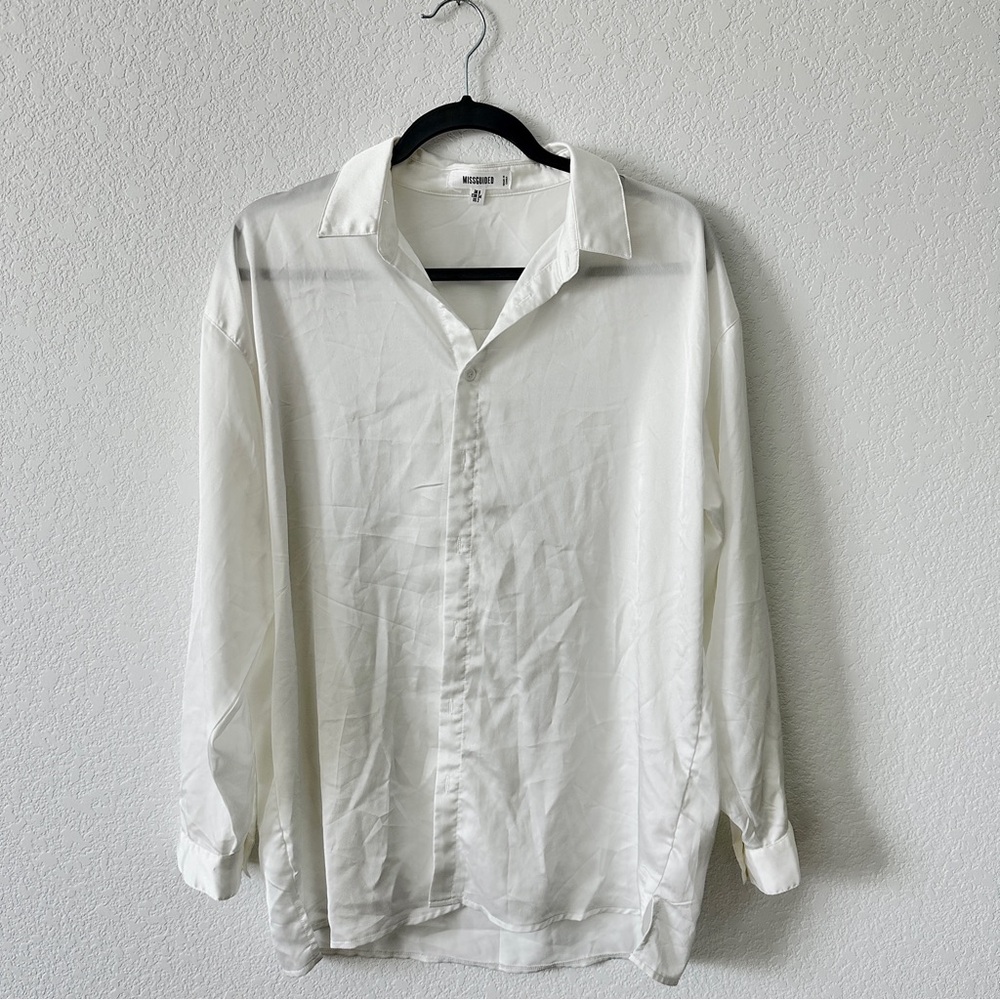 Missguided + White Casual Button Down Shirt